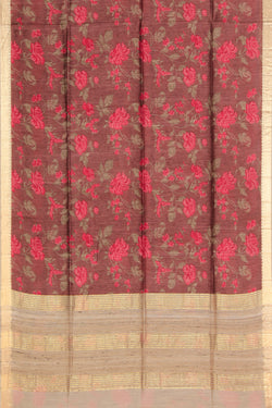 Collection of Tussar Silk Plum Brown Saree in a gallery layout