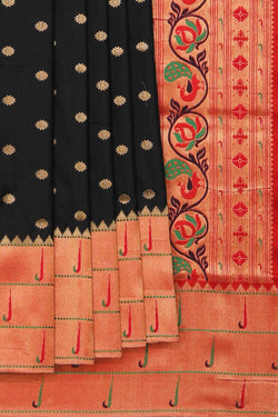 Collection of Paithani Silk Black Saree in a gallery layout