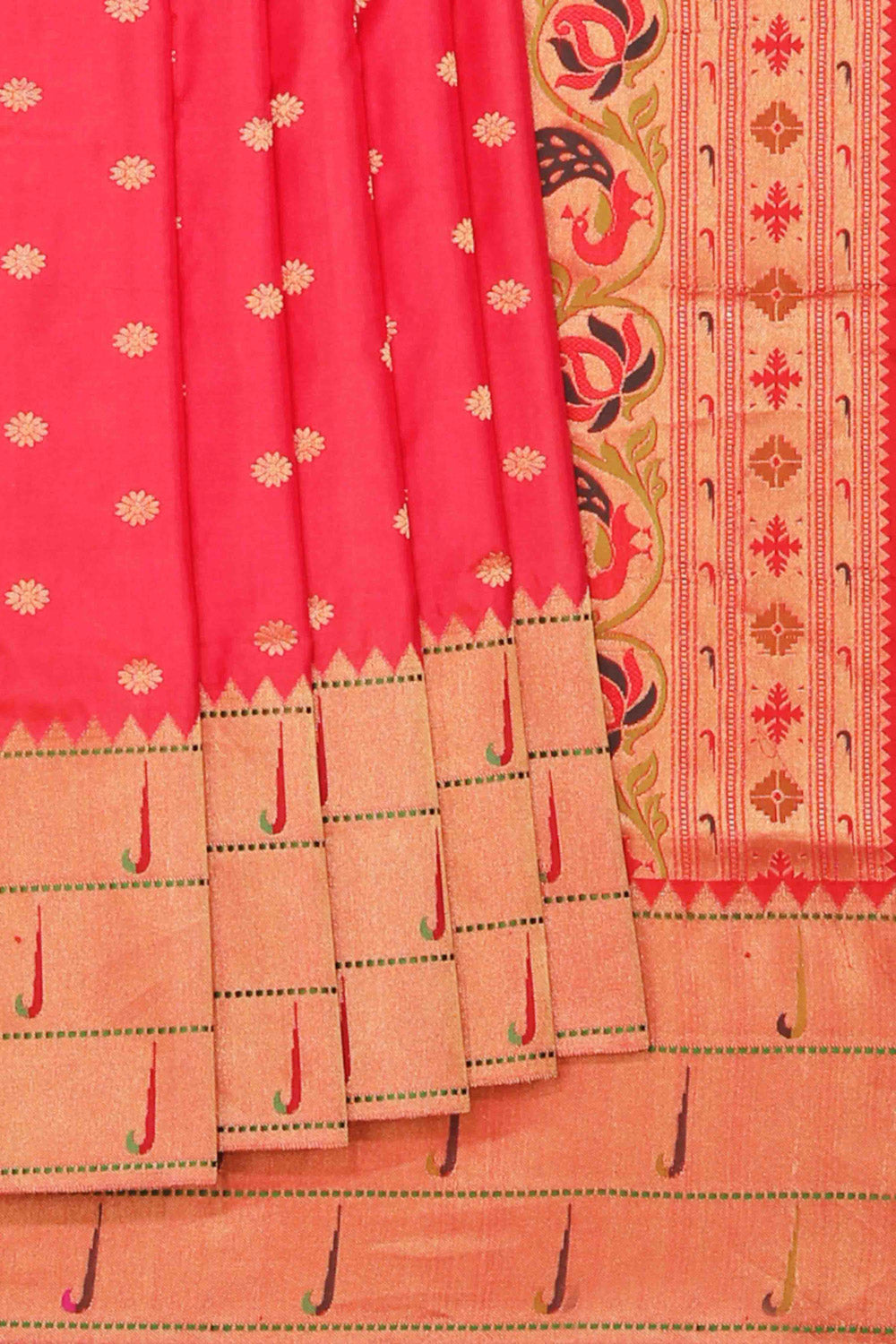 Collection of Paithani Silk Red Saree in a gallery layout