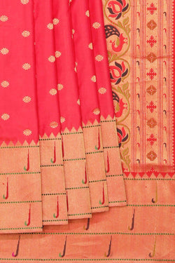 Collection of Paithani Silk Red Saree in a gallery layout