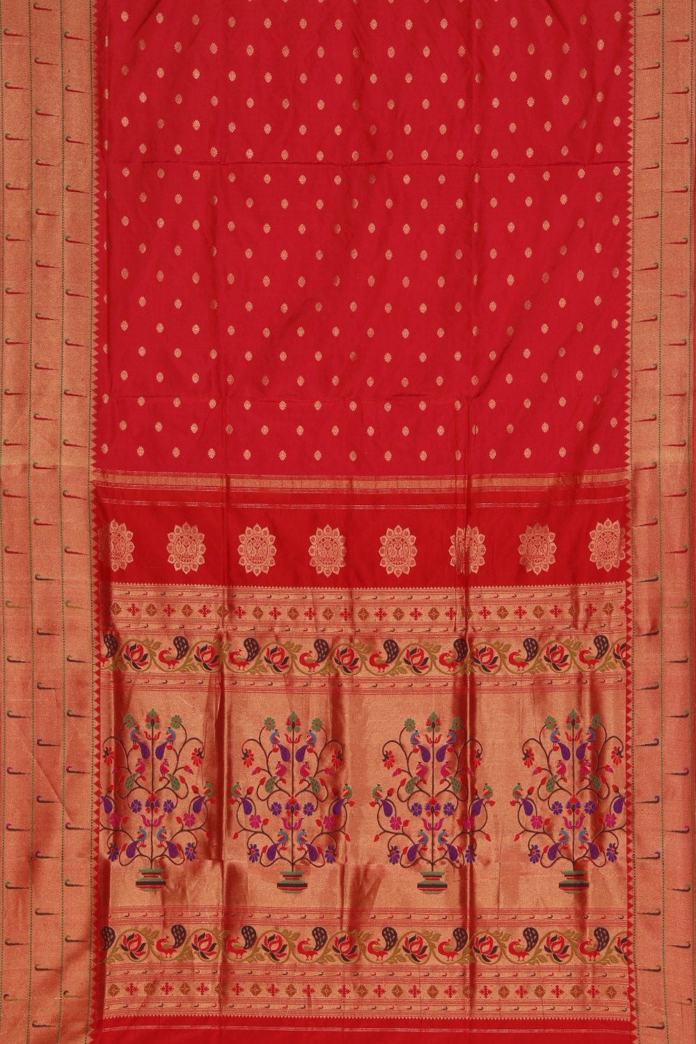 Collection of Paithani Silk Red Saree in a gallery layout