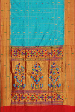 Collection of Paithani Silk Sea Green Saree in a gallery layout