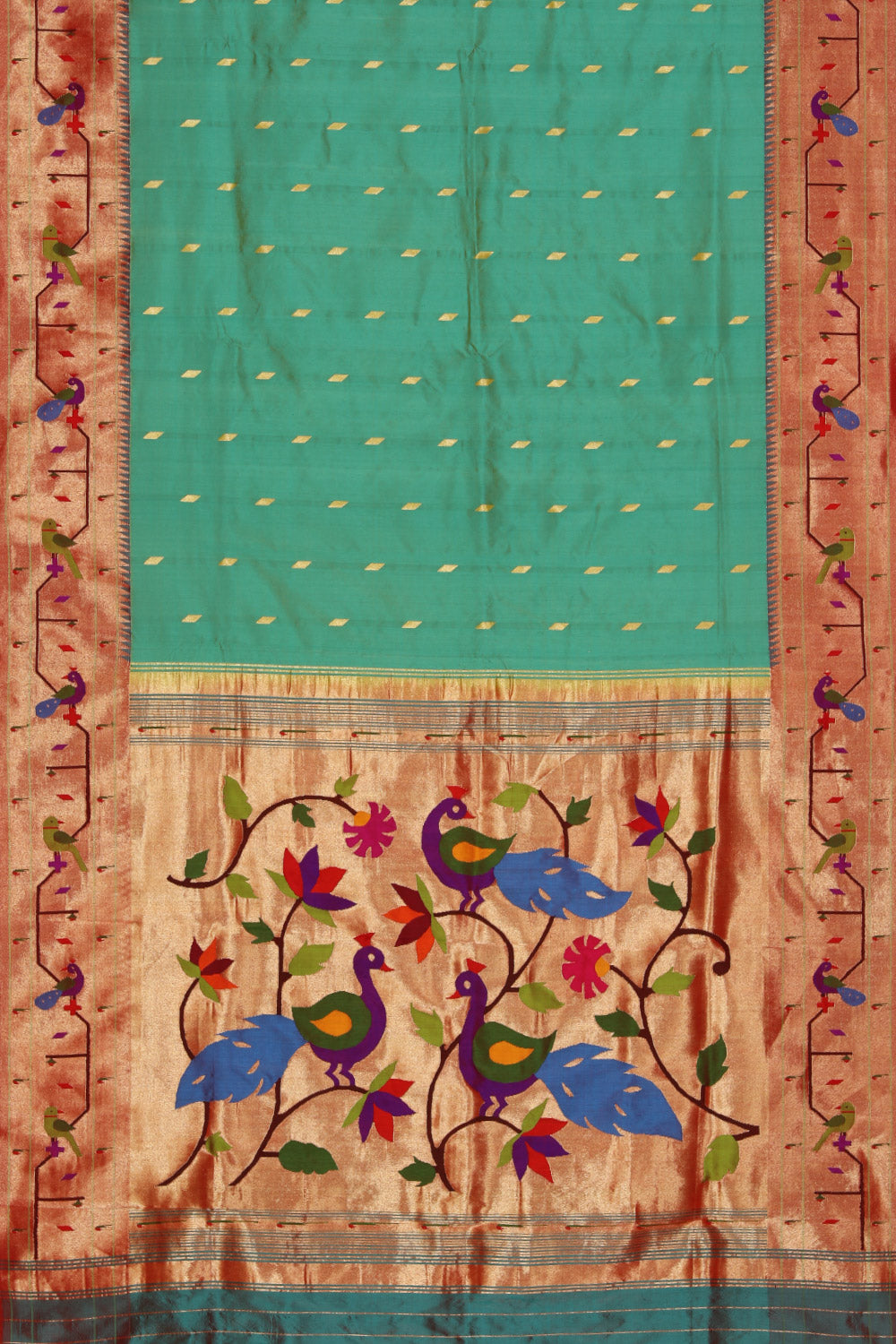 Collection of Paithani Silk Green Saree in a gallery layout