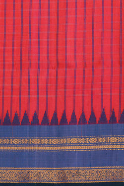 Image of Gadwal Silk Coral Red Saree