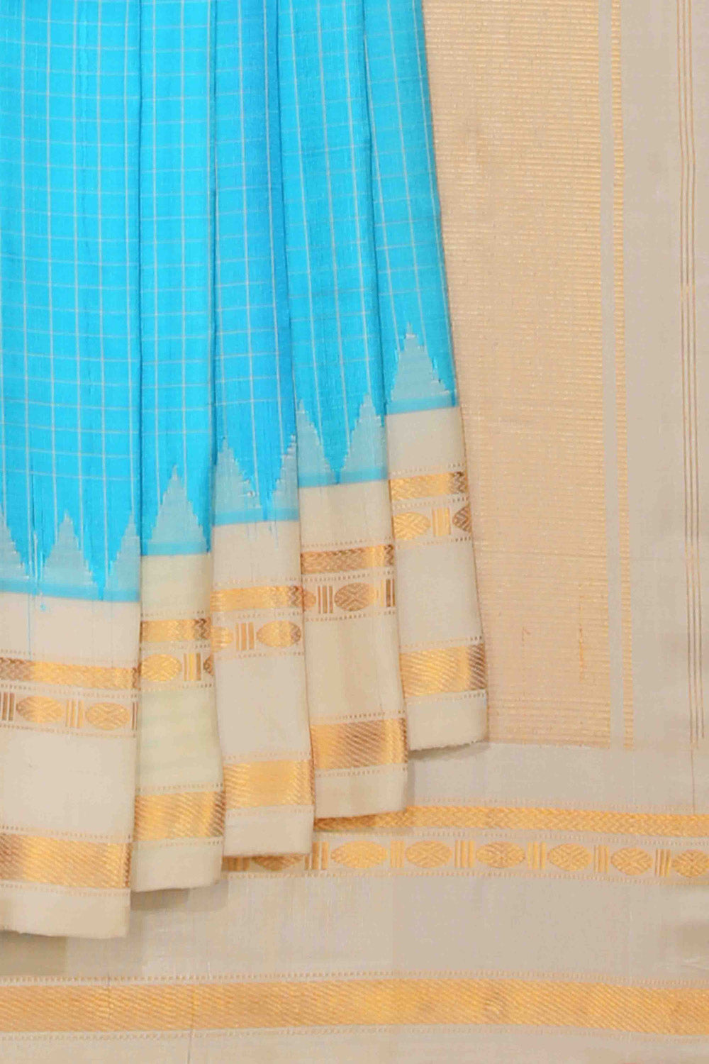 Image of Gadwal Silk Sea Blue Saree
