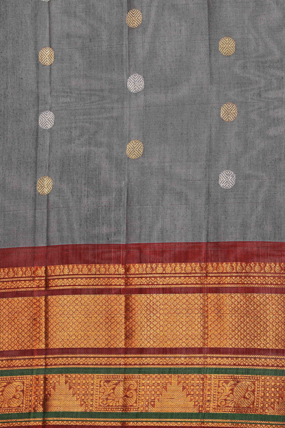 Collection of Gadwal Cotton Silk Grey Saree in a gallery layout