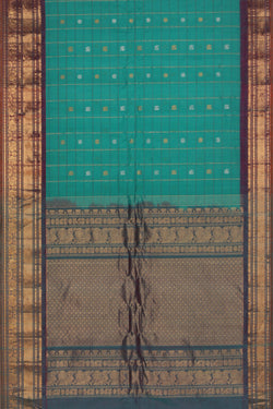 Collection of Gadwal Cotton Silk Sea-Green Saree in a gallery layout