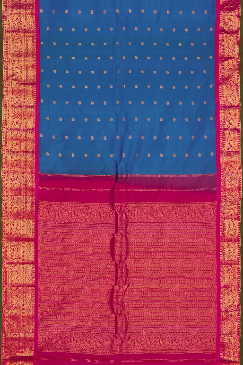 Gadwal Silk Peacock Blue Saree