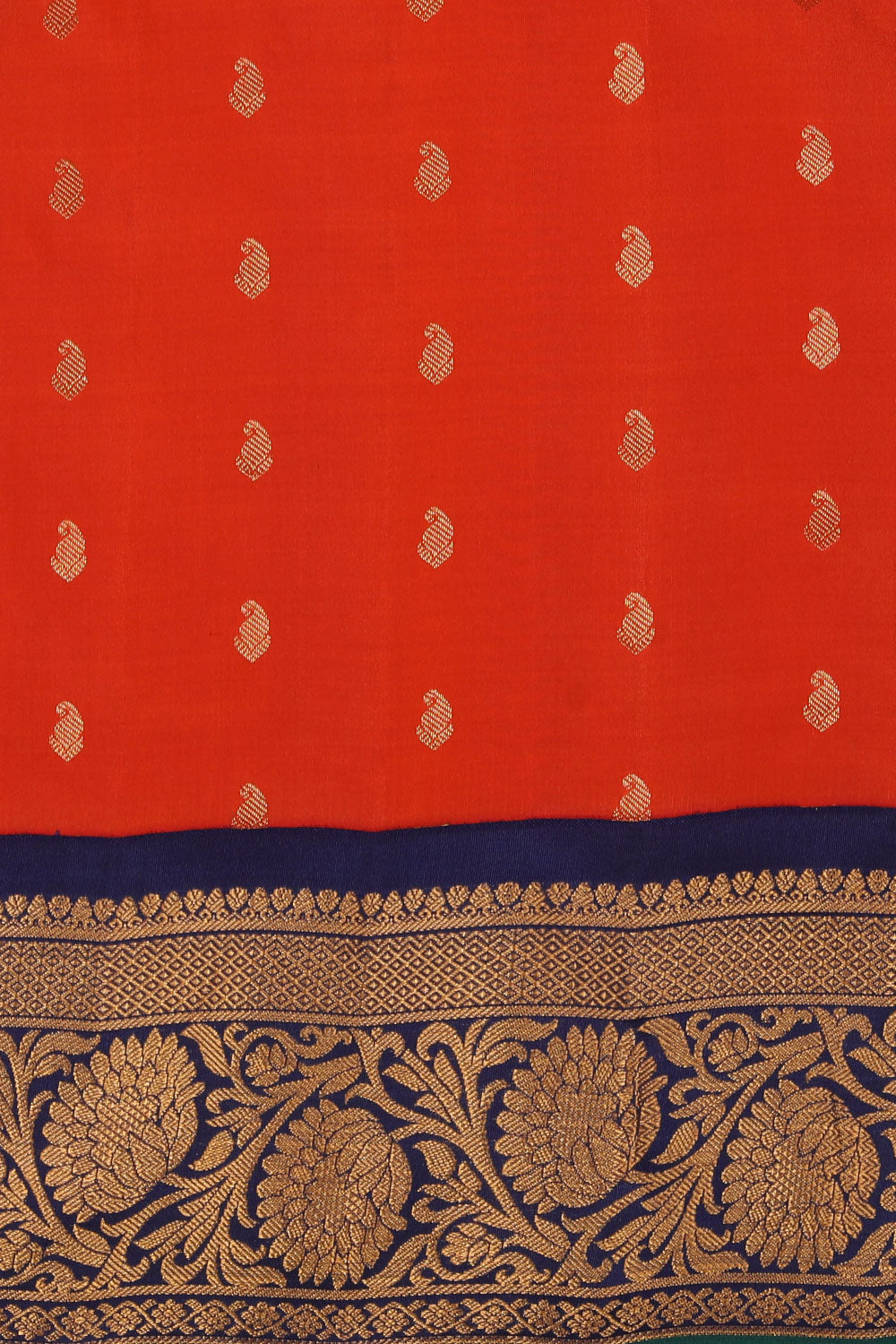 Gadwal Silk Coral Orange Saree