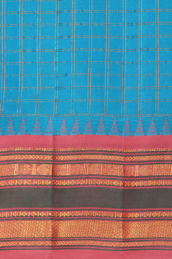 Image of Gadwal Silk Blue Saree