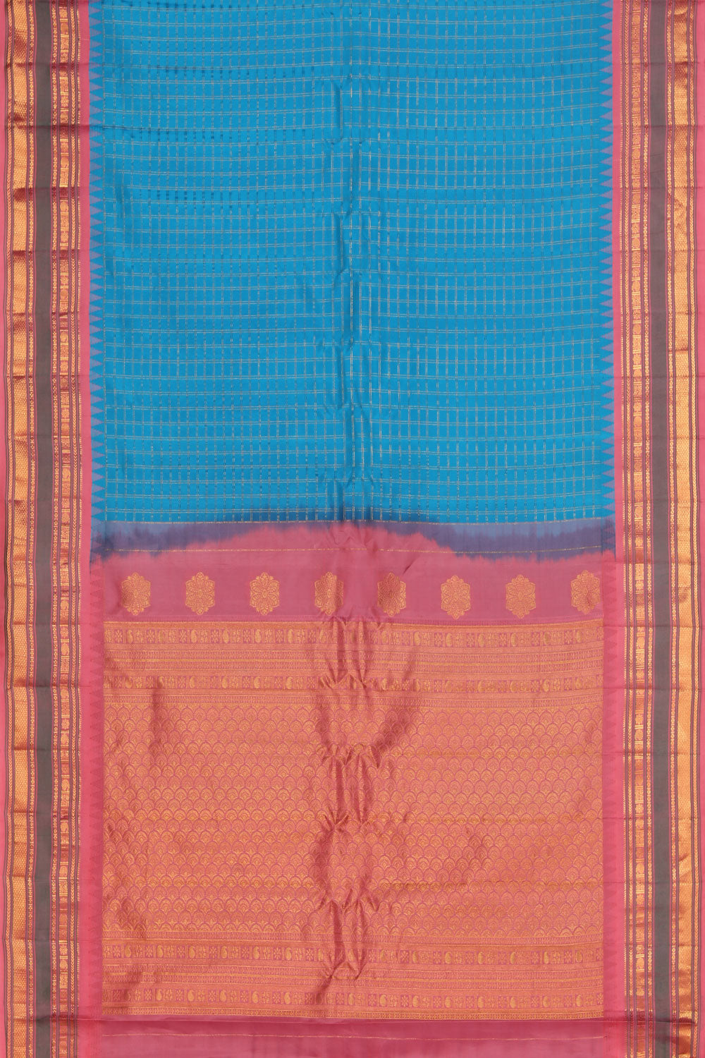 Image of Gadwal Silk Blue Saree