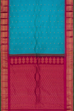 Image of Gadwal Silk Sea Blue Saree