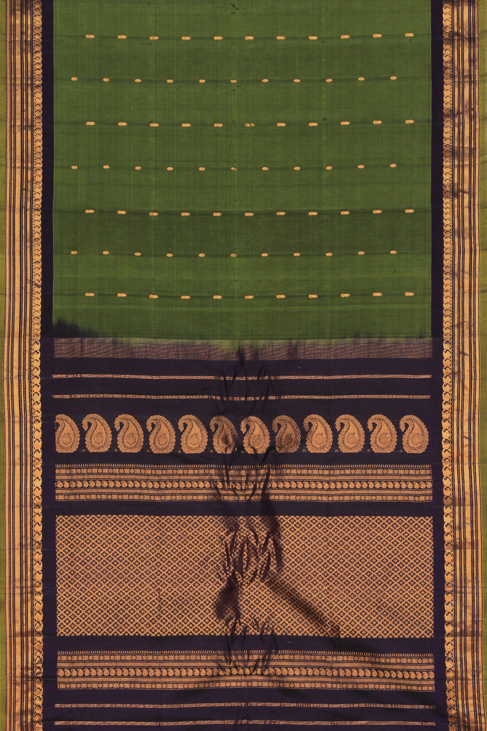 Collection of Gadwal Cotton Silk Green Saree in a gallery layout