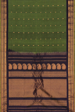 Collection of Gadwal Cotton Silk Green Saree in a gallery layout