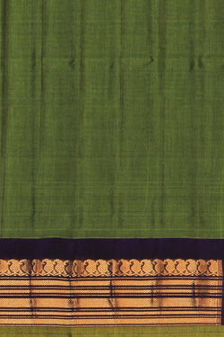 Collection of Gadwal Cotton Silk Green Saree in a gallery layout