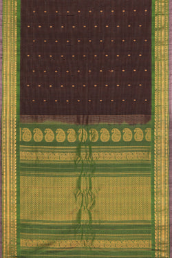 Image of Gadwal Cotton Silk Brown Saree