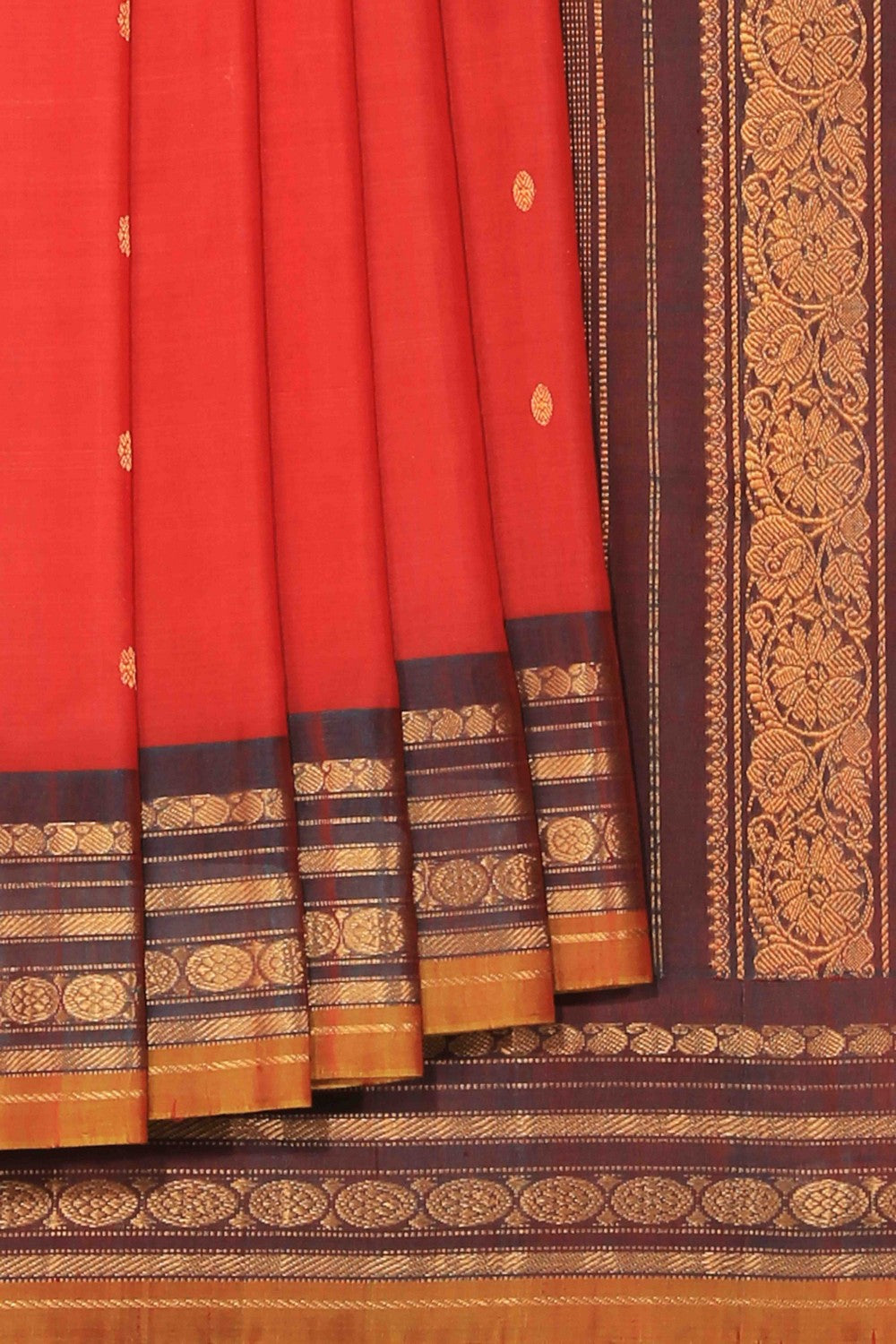 Collection of Gadwal Cotton Silk Coral Pink Saree in a gallery layout