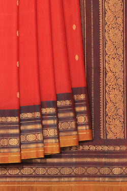 Collection of Gadwal Cotton Silk Coral Pink Saree in a gallery layout