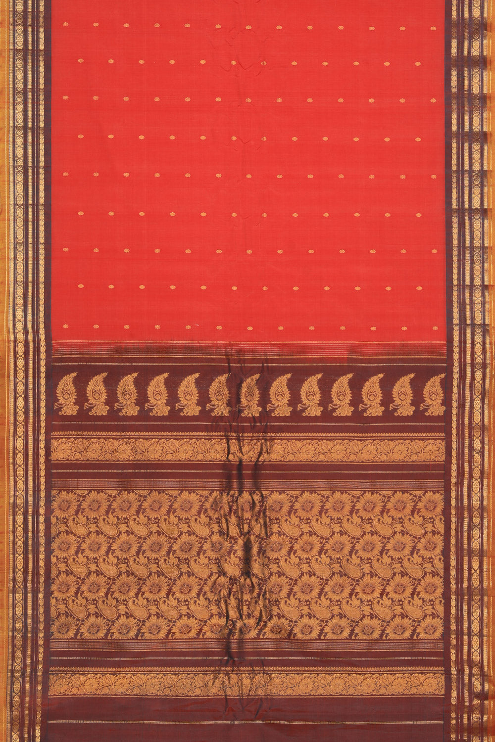 Collection of Gadwal Cotton Silk Coral Pink Saree in a gallery layout