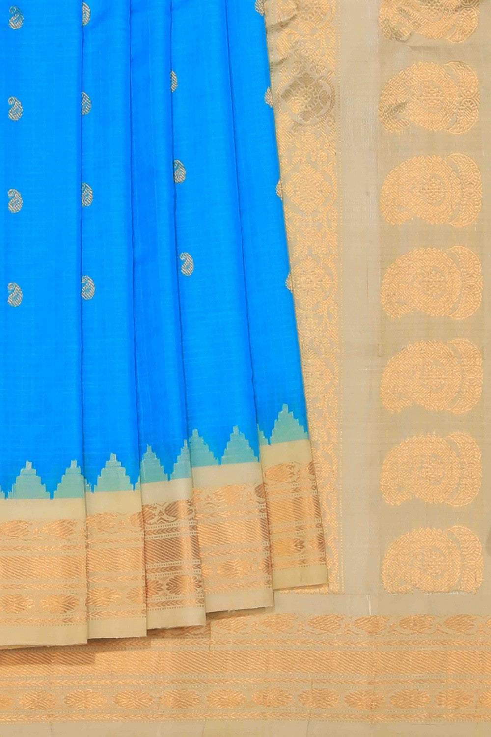 Image of Gadwal Cotton Silk Blue Saree