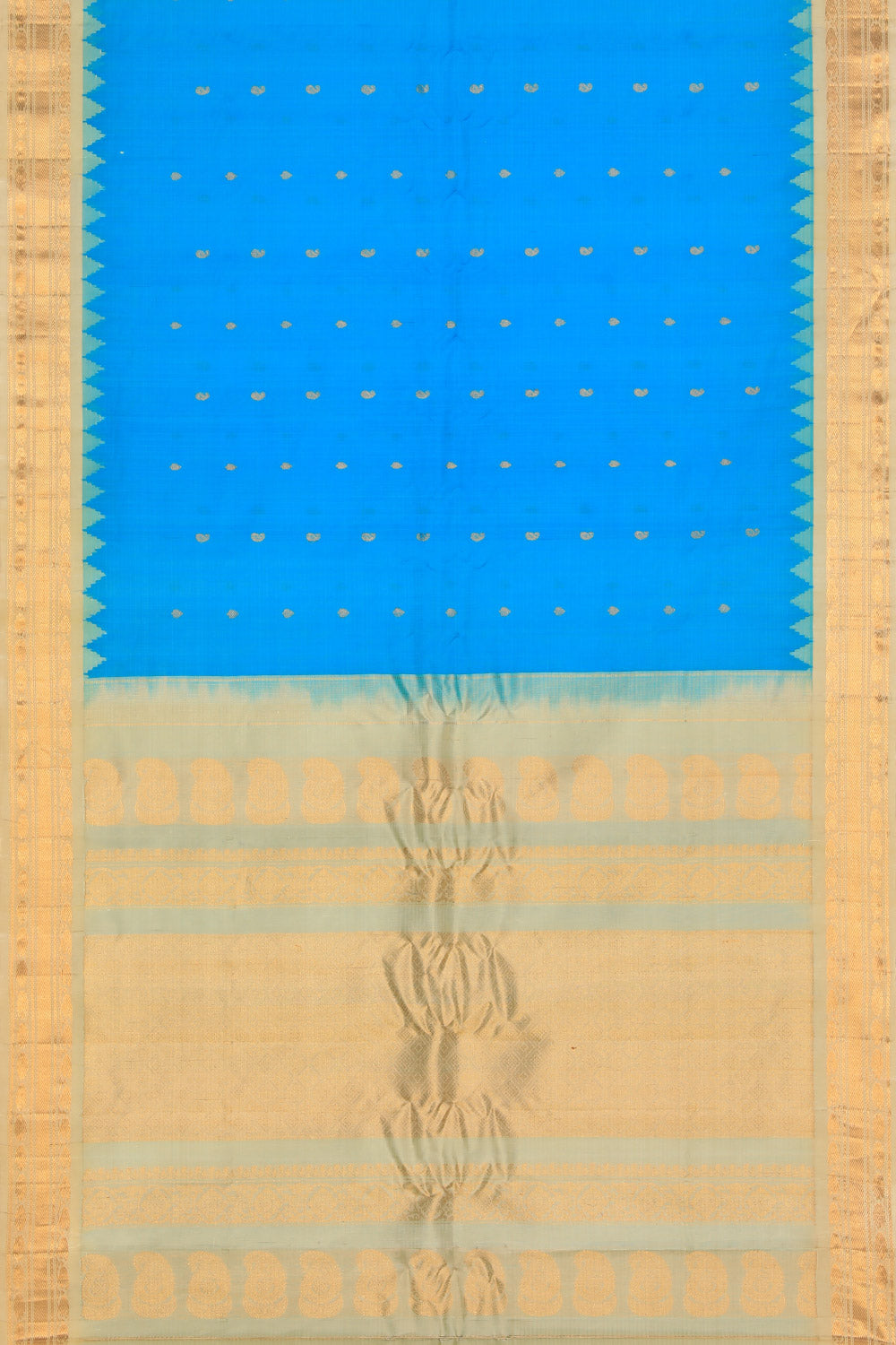 Collection of Gadwal Cotton Silk Blue Saree in a gallery layout