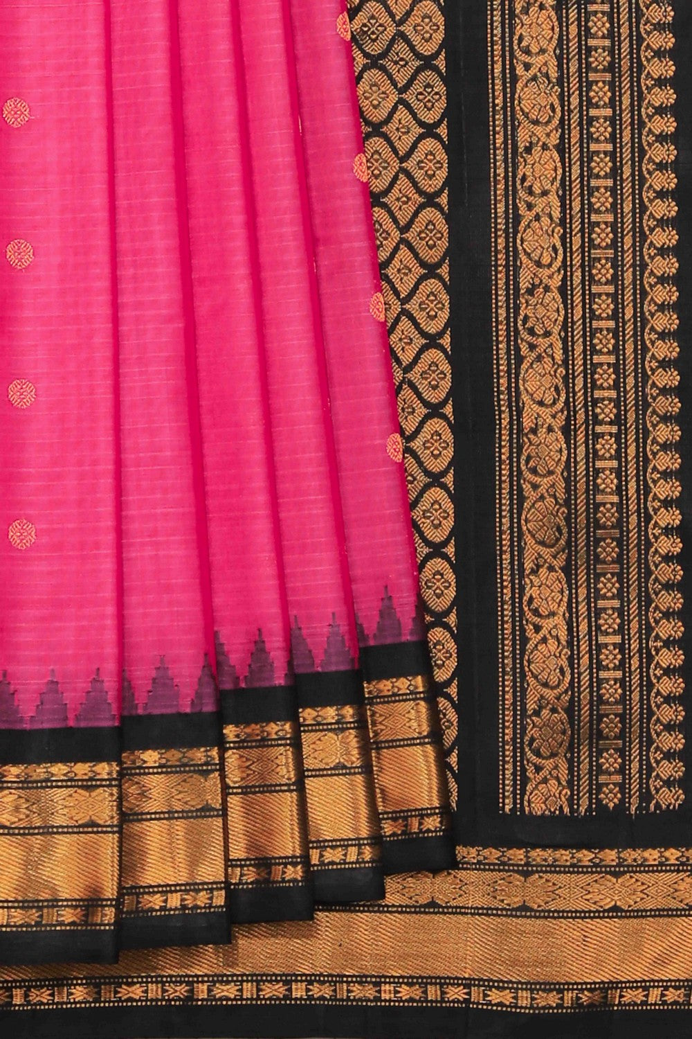 Collection of Gadwal Cotton Silk Lotus Pink Saree in a gallery layout