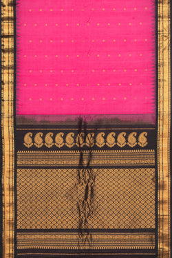 Collection of Gadwal Cotton Silk Lotus Pink Saree in a gallery layout