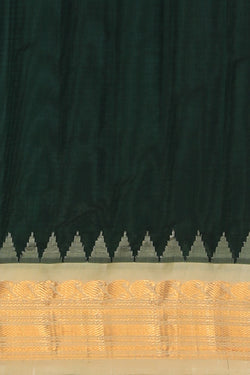 Collection of Gadwal Cotton Silk Bottle Green Saree in a gallery layout