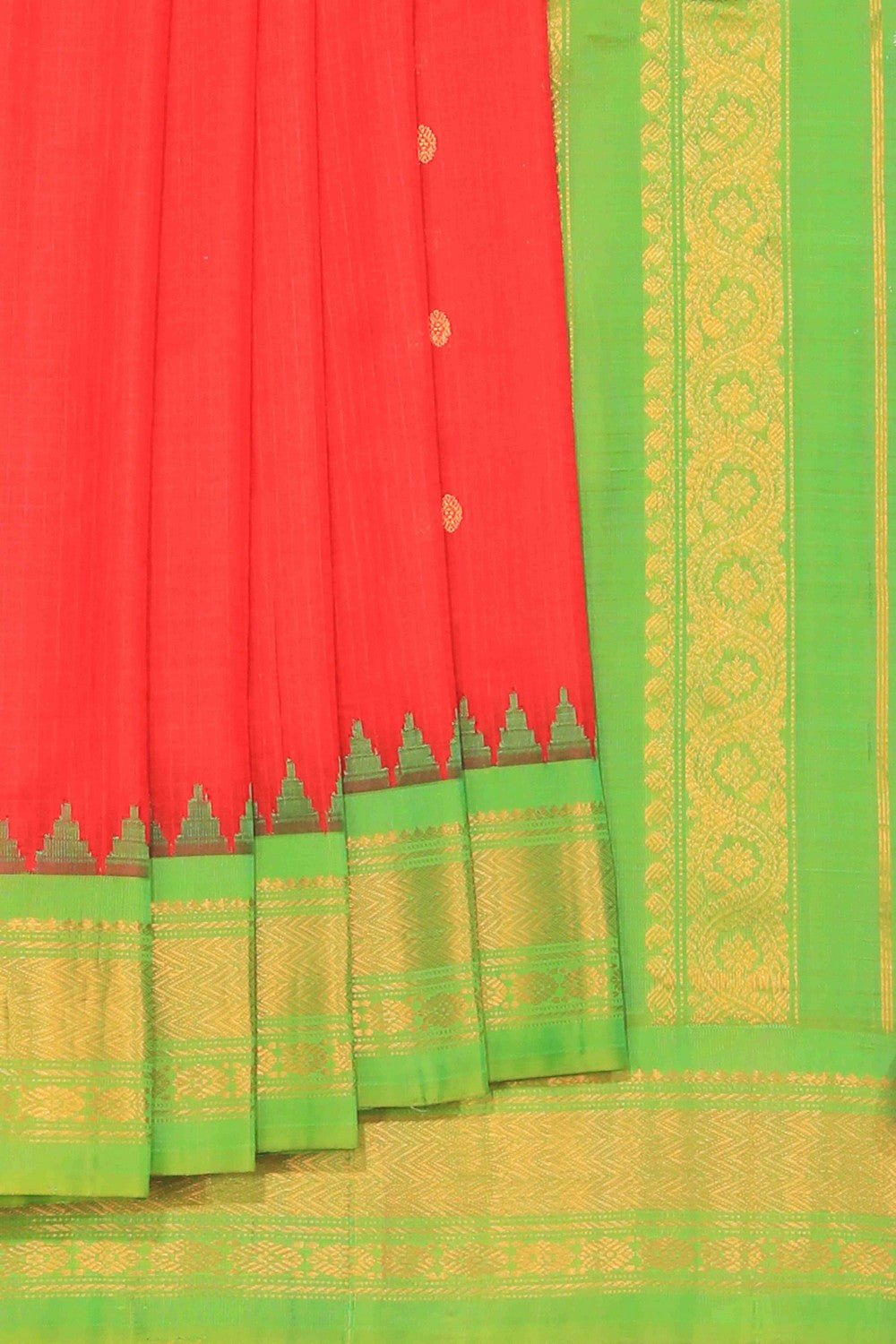 Collection of Gadwal Cotton Silk Red Saree in a gallery layout