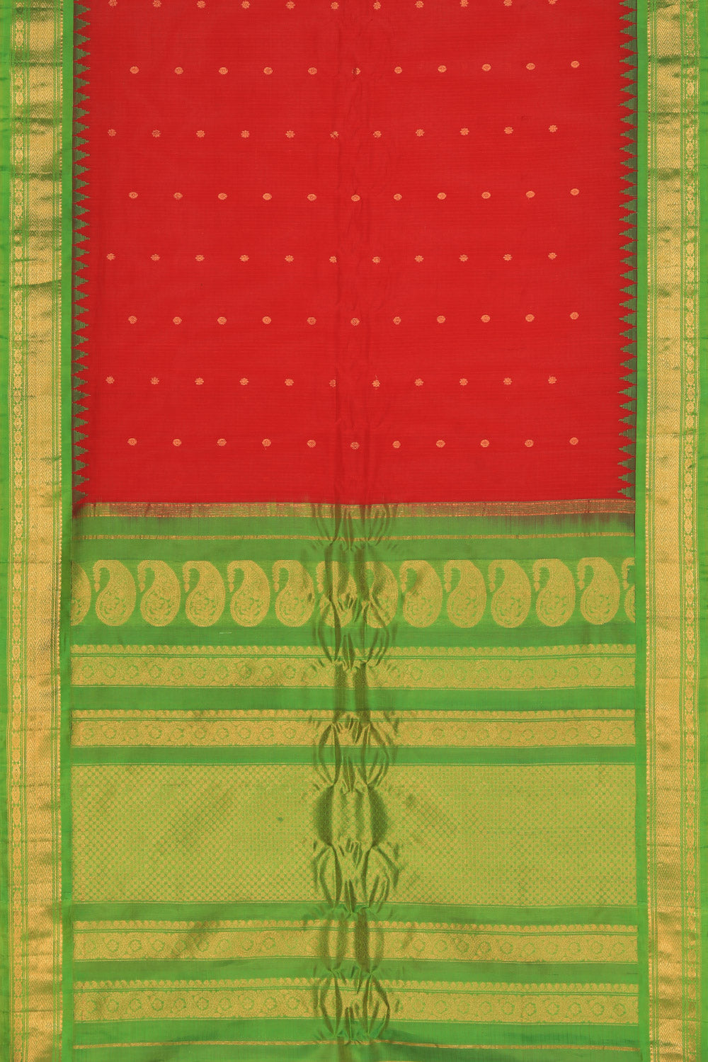 Collection of Gadwal Cotton Silk Red Saree in a gallery layout