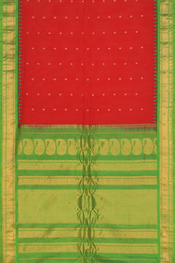 Collection of Gadwal Cotton Silk Red Saree in a gallery layout