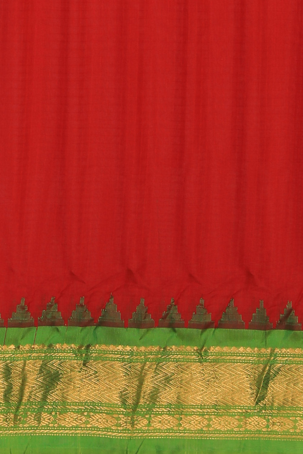 Collection of Gadwal Cotton Silk Red Saree in a gallery layout