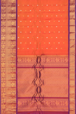 Image of Gadwal Silk Orange Saree