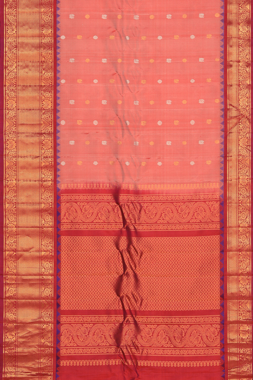 Gadwal Silk Coral Pink Saree