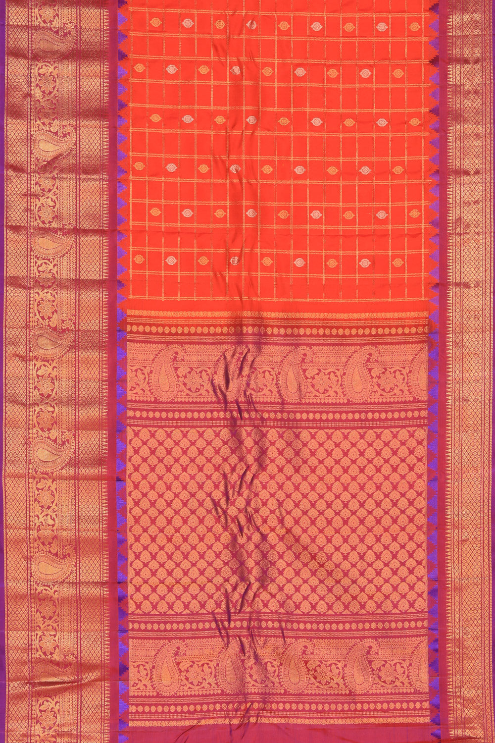 Gadwal Silk Orange Saree