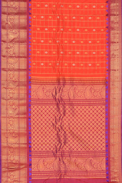 Image of Gadwal Silk Orange Saree