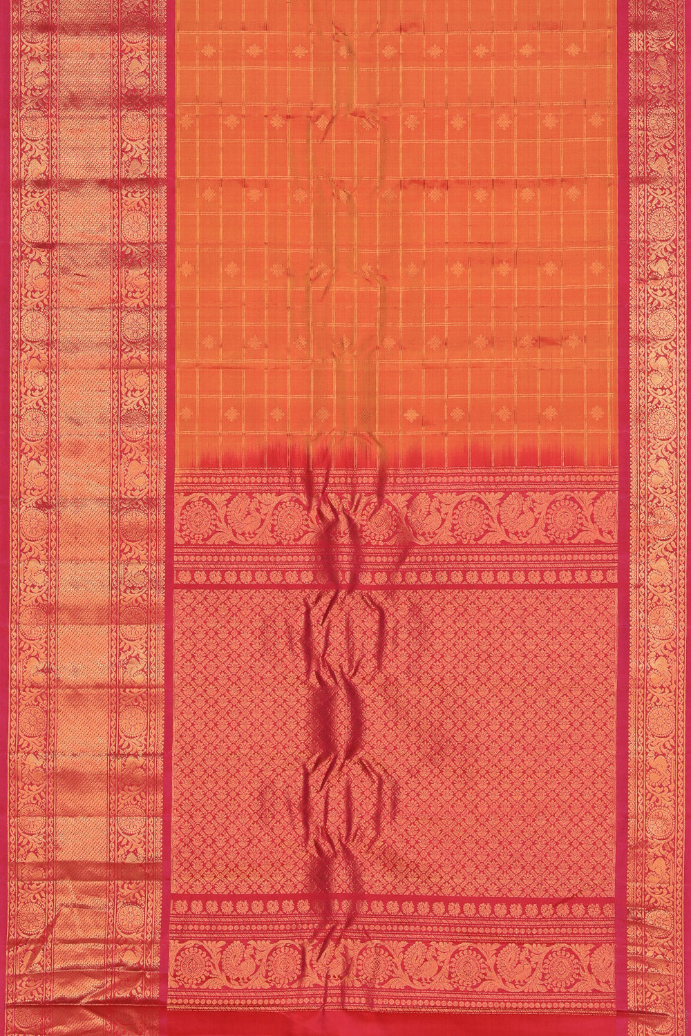 Gadwal Silk Orange Saree