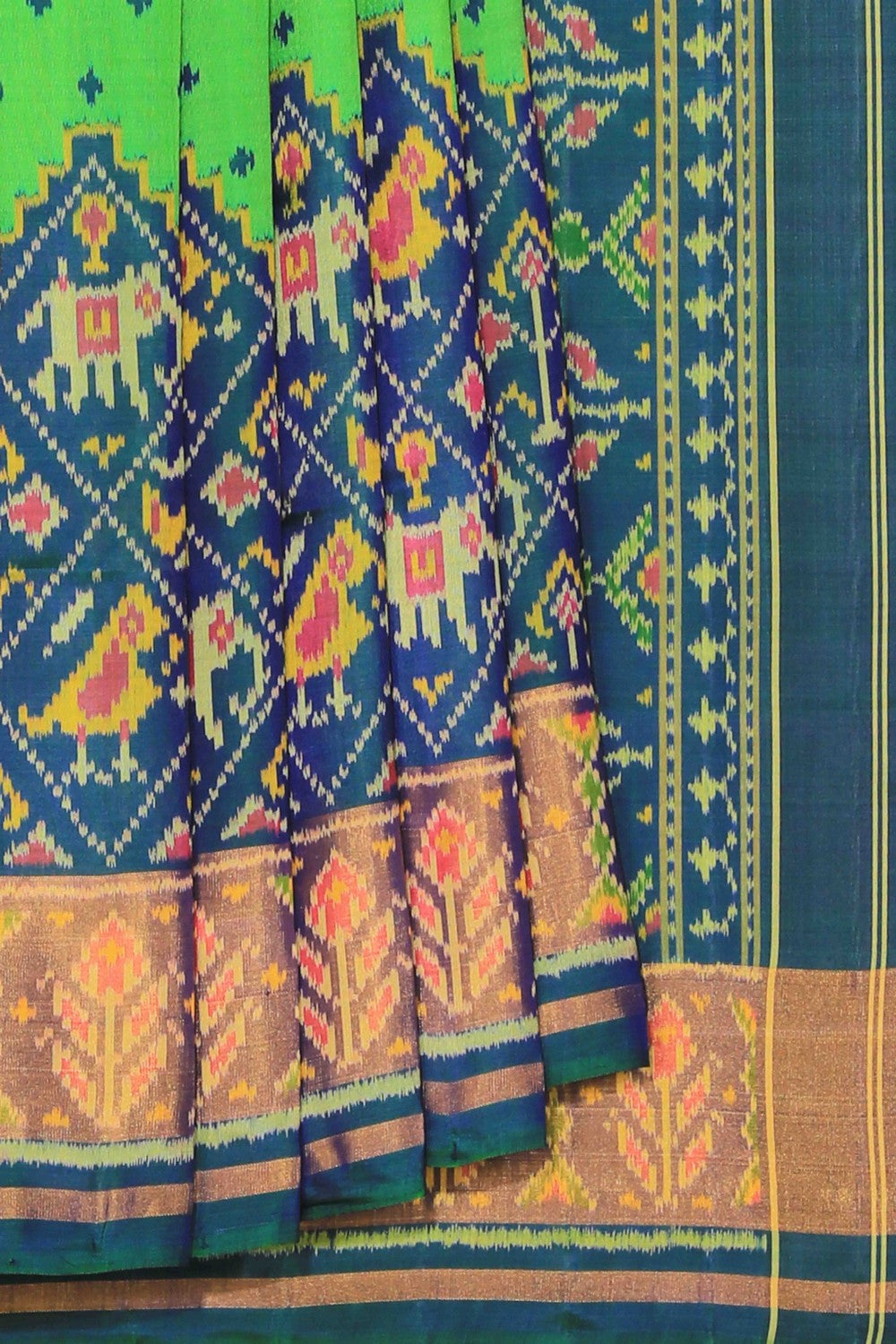 Image of Rajkot Patola Silk Green Saree