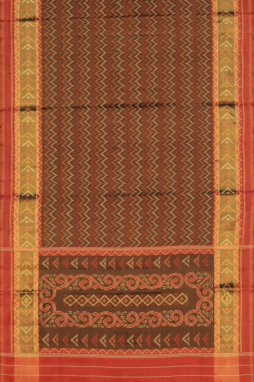 Rajkot Patola Silk Brown Saree