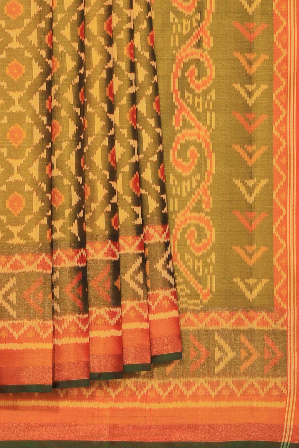 Image of Rajkot Patola Silk Moss Green Saree