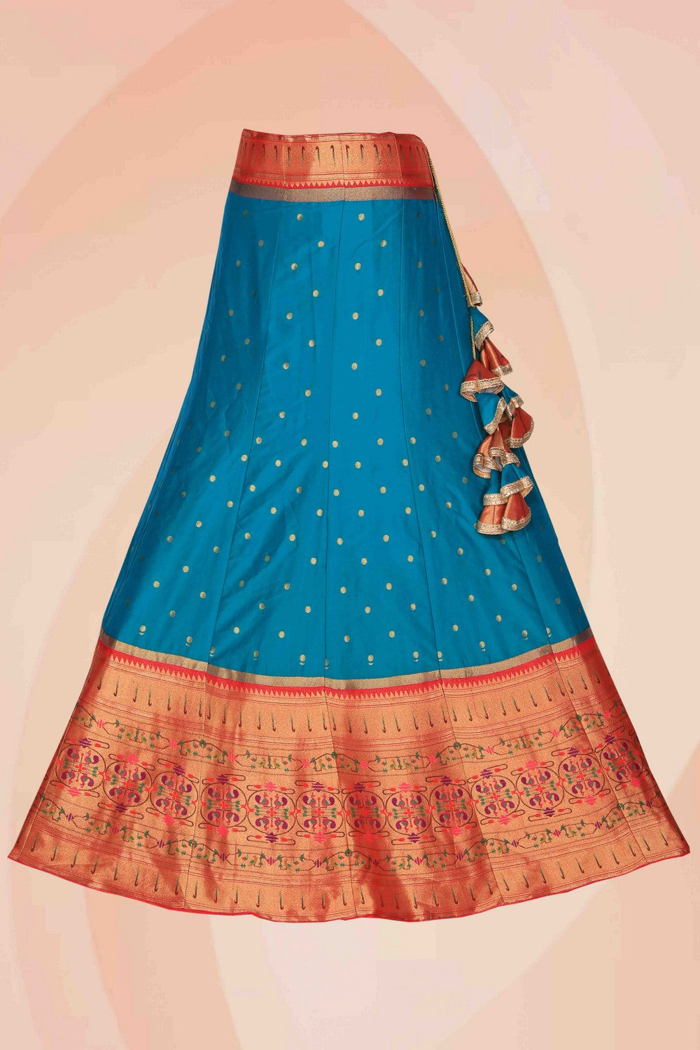 Collection of Teal Blue Lehenga Unstitched 3 Pcs Set in a gallery layout