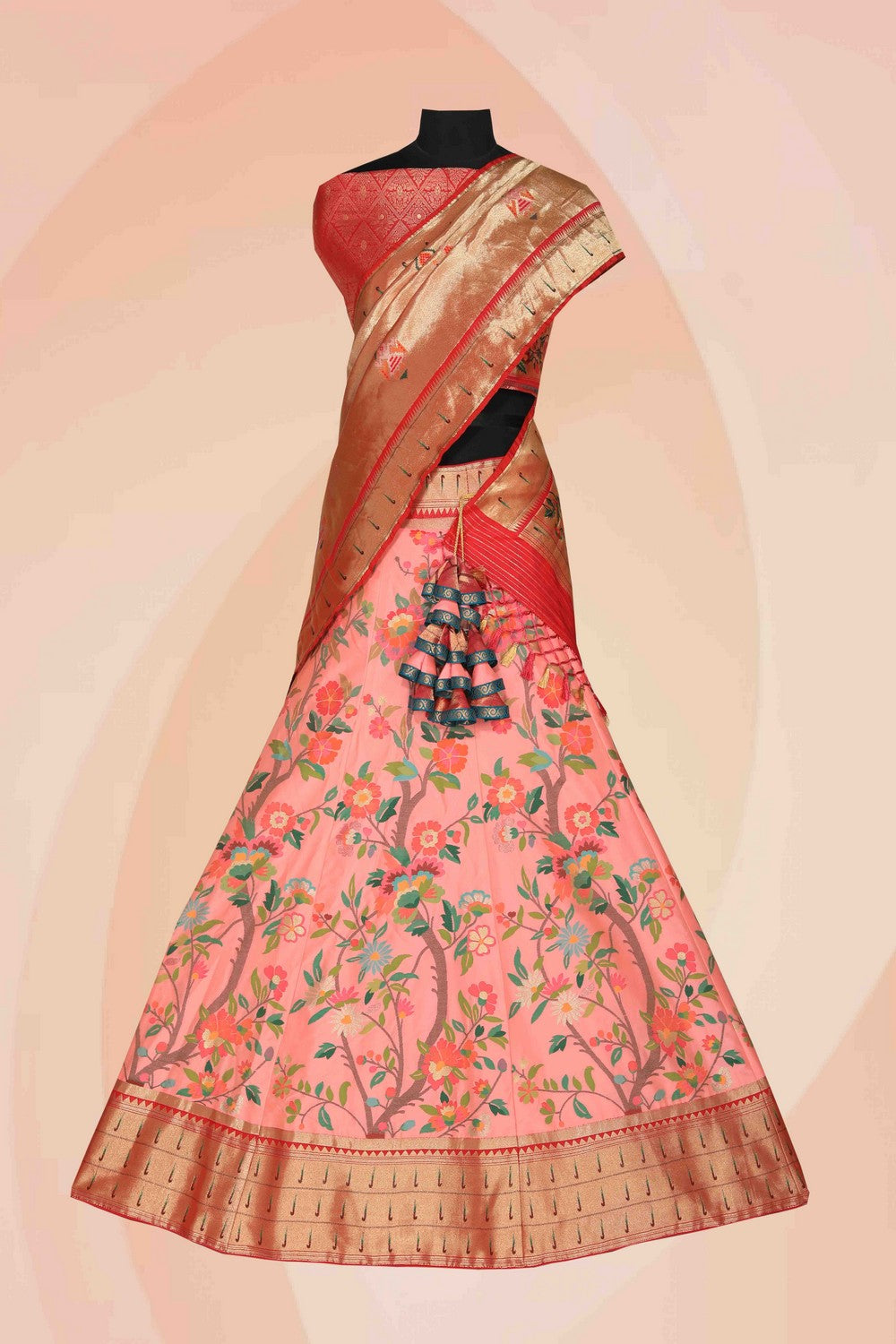 Collection of Pink Lehenga Unstitched 3 Pcs Set in a gallery layout