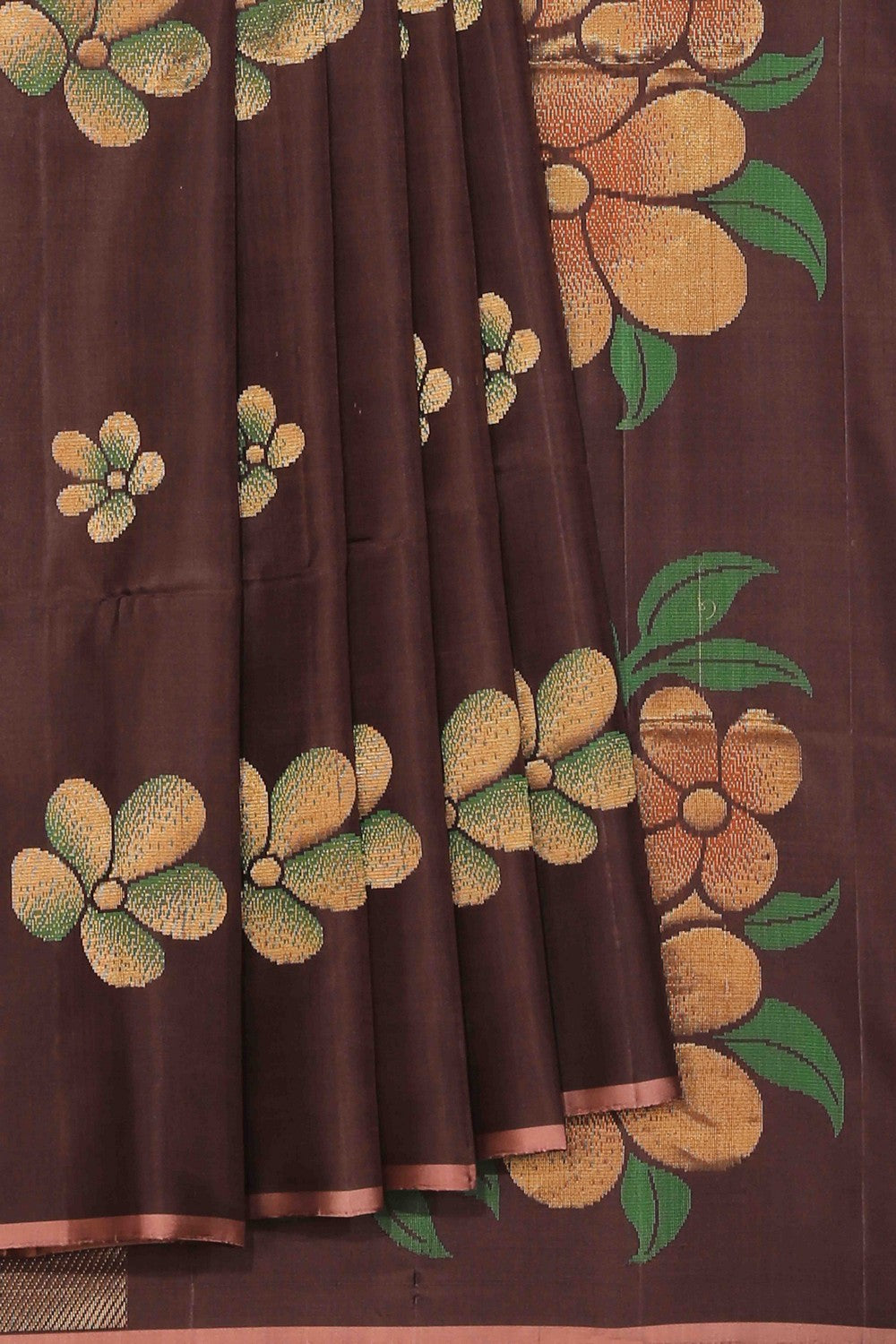 Collection of Simple Yet Elegant Silk Brown Saree in a gallery layout