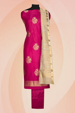 Collection of Banarasi Silk Unstitched Suit With Dupatta (3 Pcs Set) in a gallery layout