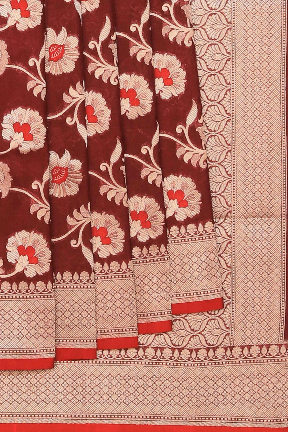 Collection of Banarasi Silk Maroon Saree in a gallery layout