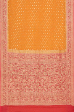 Collection of Banarasi Chiffon Mustard Saree in a gallery layout