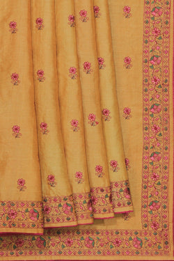 Image of Tussar Silk Mustard Saree