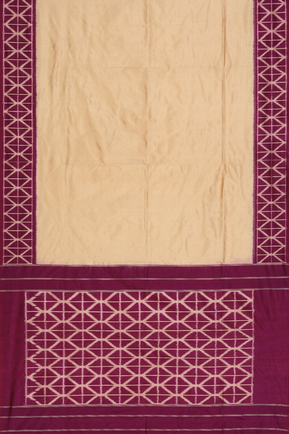 Collection of Pochampally Silk Ikat Beige Saree in a gallery layout