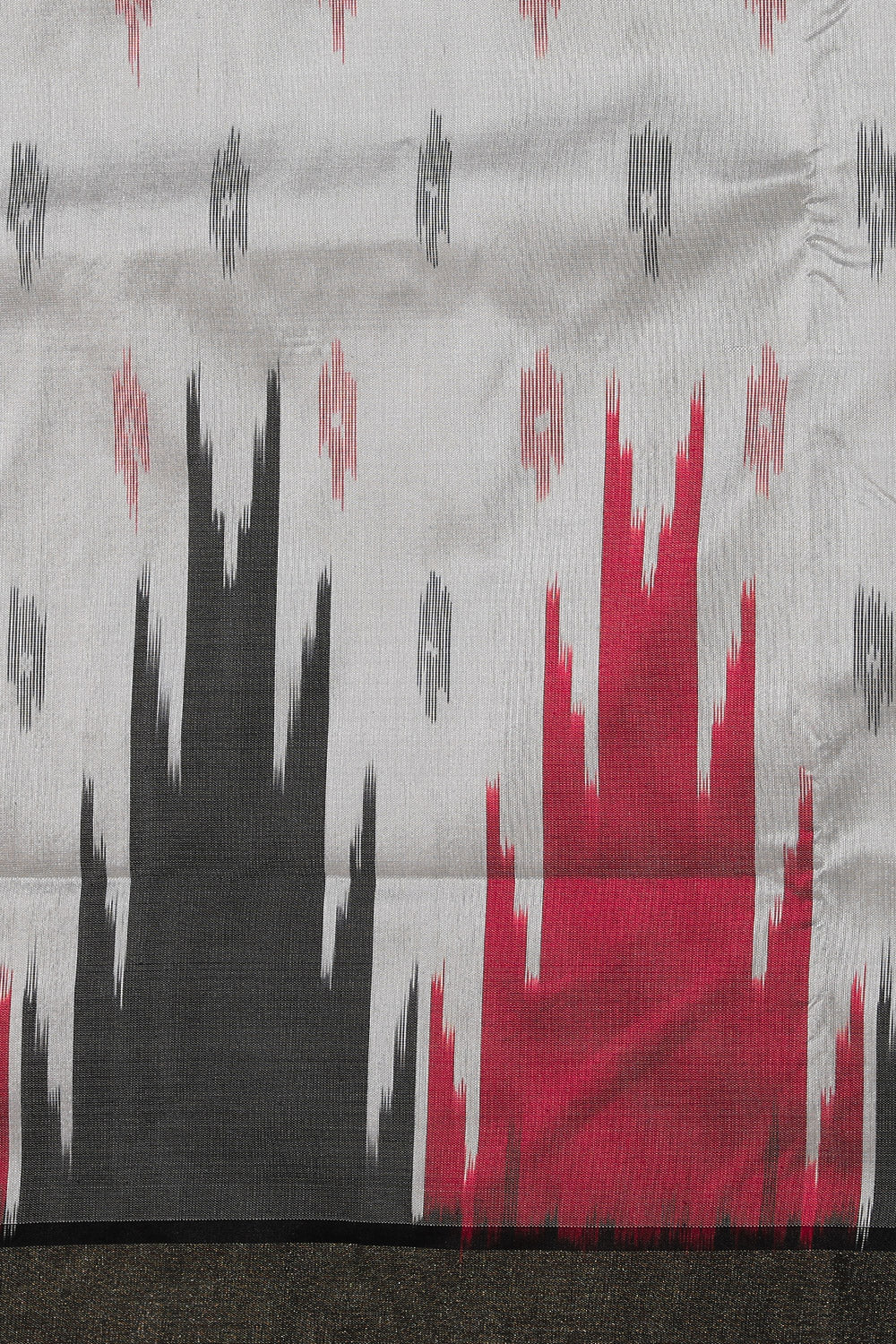 Collection of Pochampally Silk Ikat Off-White Saree in a gallery layout