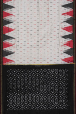 Collection of Pochampally Silk Ikat Off-White Saree in a gallery layout